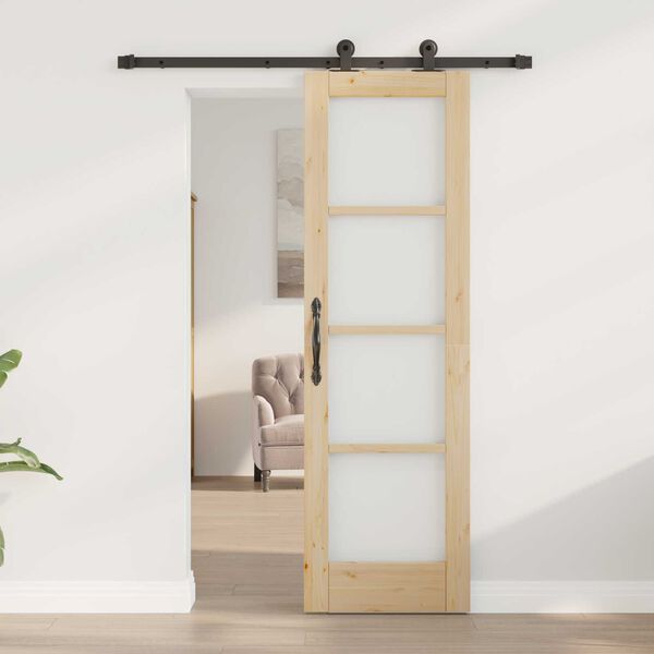 vidaXL Συρόμενη Πόρτα Καφέ 61 x 198.5 εκ. Ξύλο και μέταλλο