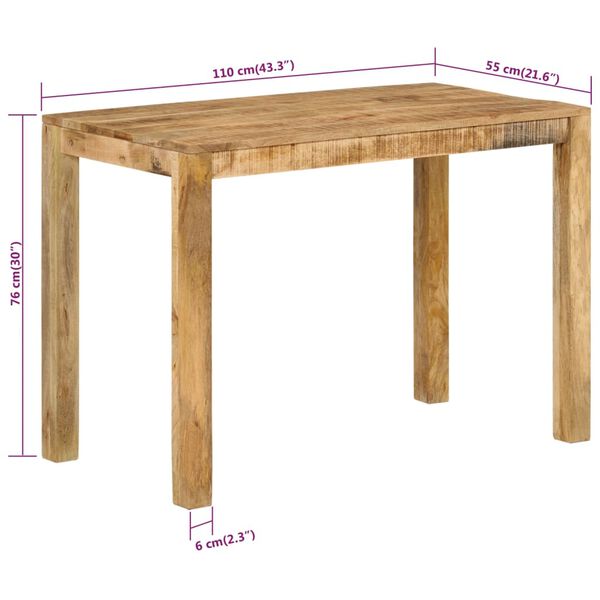vidaXL Τραπεζαρία 110 x 55 x 76 εκ. από Μασίφ Ξύλο Μάνγκο