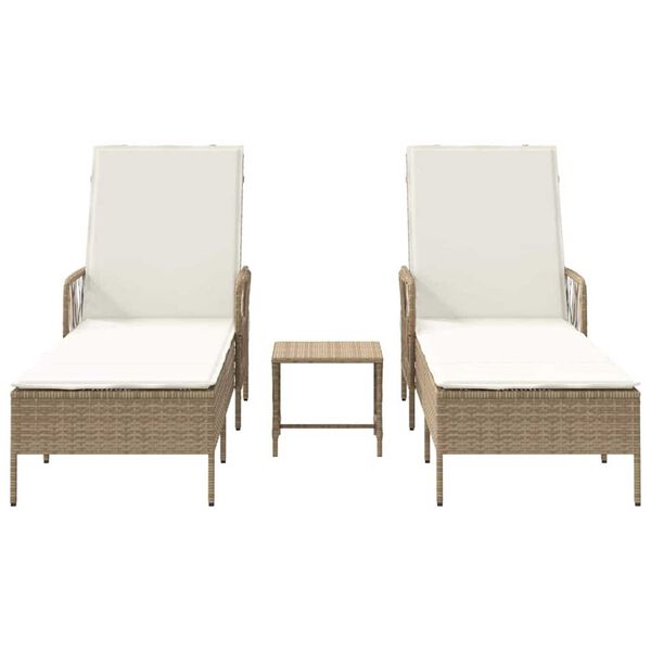 vidaXL Ξαπλώστρα 2-πρόσωπο 2 pcs Μπεζ 35 x 35 x 32 εκ. συνθετικό ρατάν