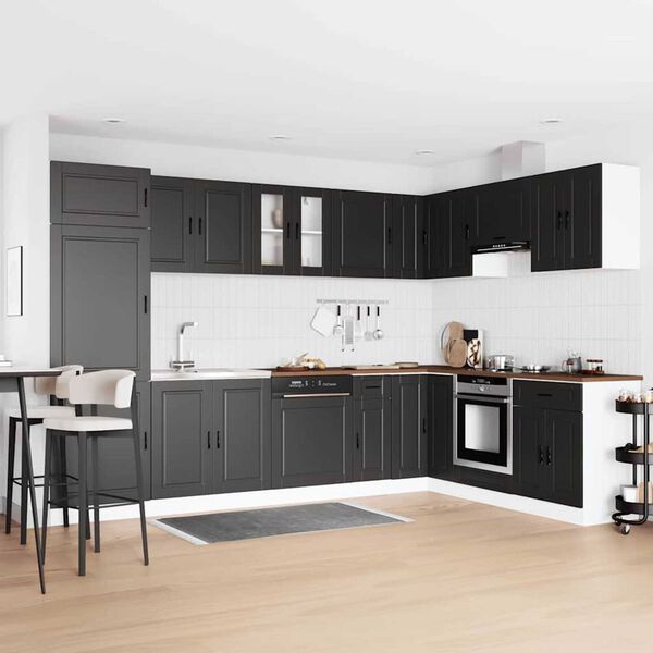 vidaXL Βάση νιπτήρα 2 pcs Μαύρο 80 x 46 x 84.5 εκ. Επεξεργασμένο ξύλο