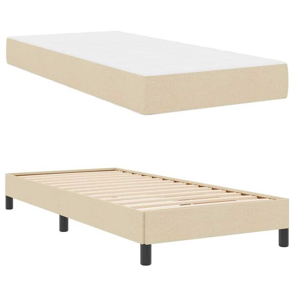 vidaXL Κρεβάτι με ελατήρια με στρώμα Κρεμ 80 x 200 cm ύφασμα