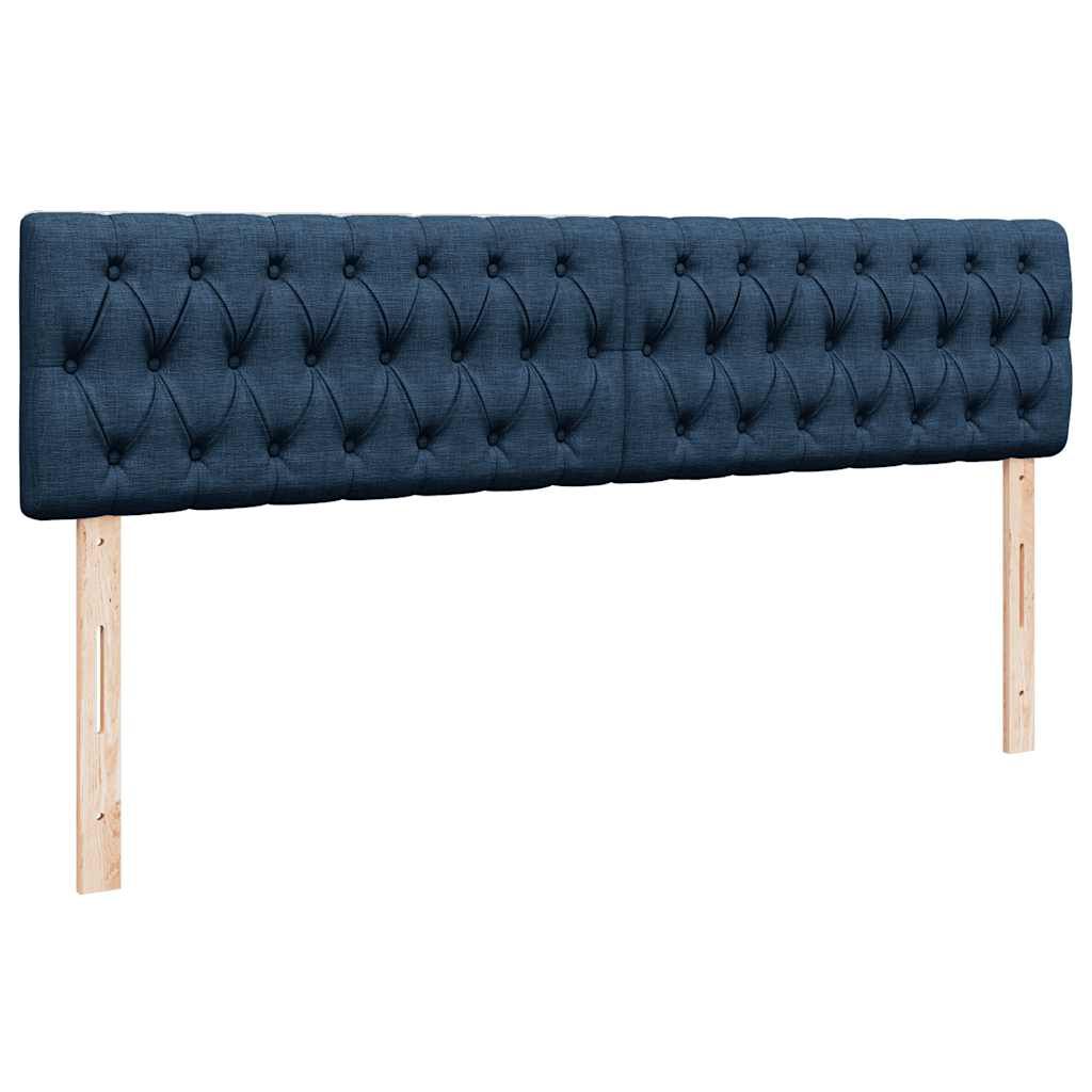 vidaXL Οθωμανικό κρεβάτι με στρώματα & LEDs Μπλε 200x200cm ύφασμα