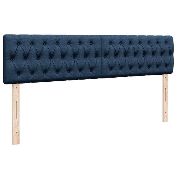 vidaXL Οθωμανικό κρεβάτι με στρώματα & LEDs Μπλε 200x200cm ύφασμα
