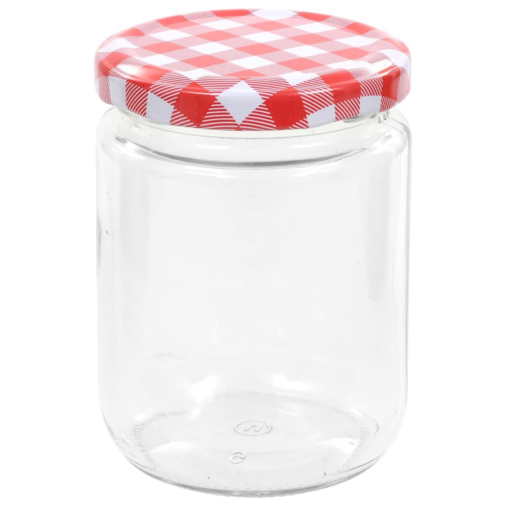 vidaXL Βάζα Μαρμελάδας 48 τεμ. 230 ml Γυάλινα με Κόκκινα/Λευκά Καπάκια