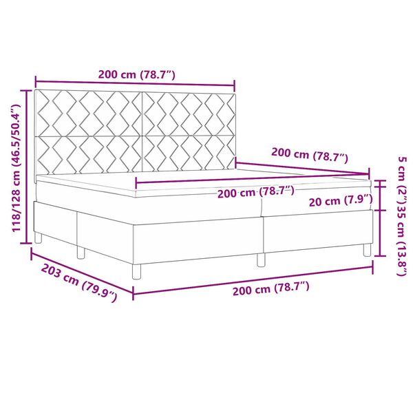 Κρεβάτι Box Spring με Στρώμα vidaXL Σκούρο Μπλε 200x200 εκ Βελούδο