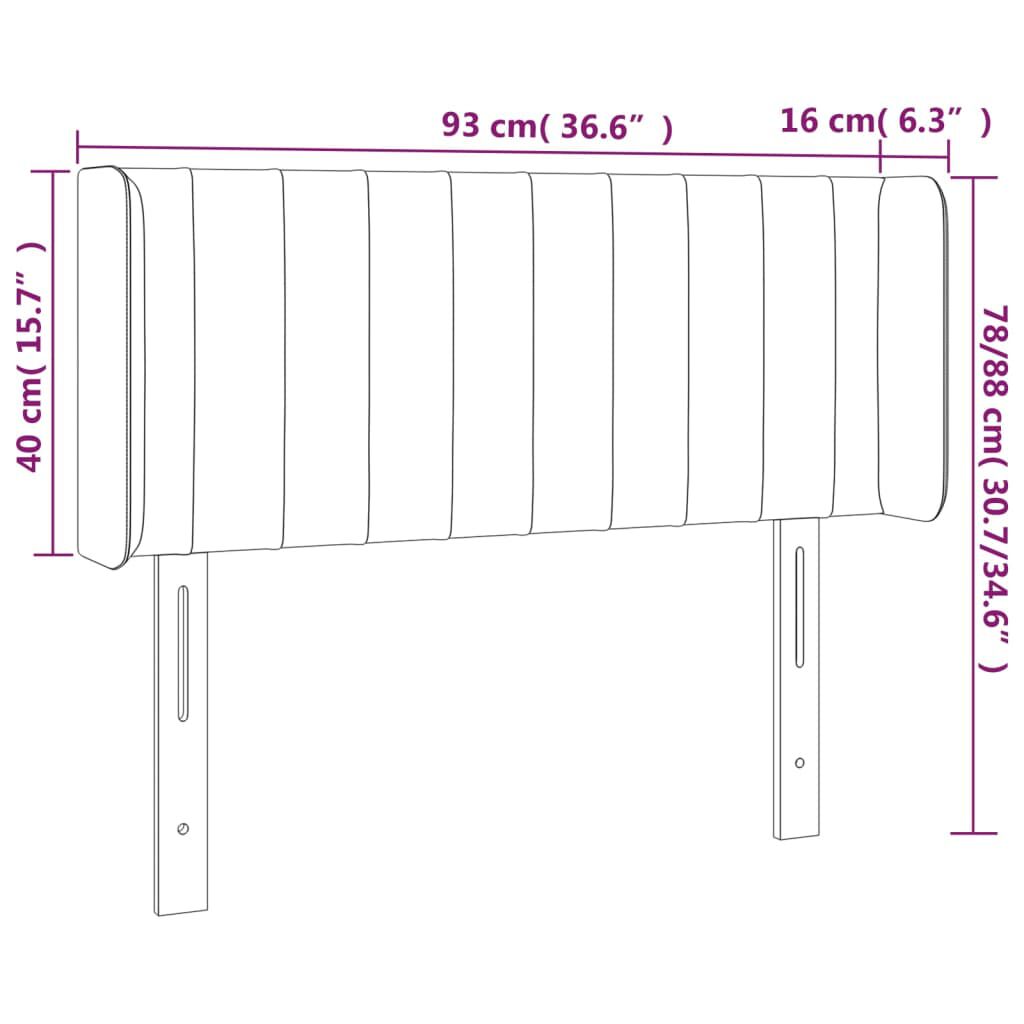 vidaXL Κεφαλάρι Κρεβατιού LED Σκούρο Γκρι 93x16x78/88 εκ. Βελούδινο