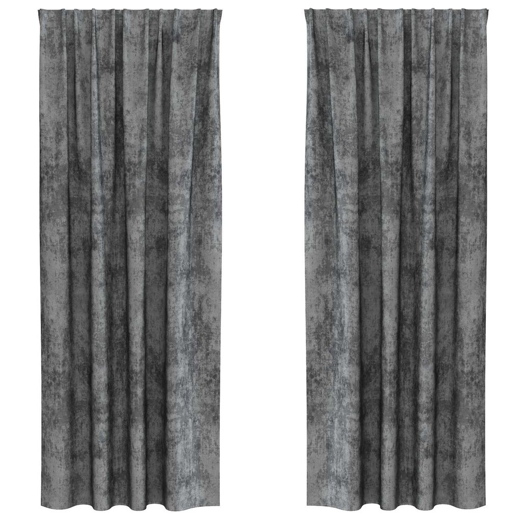 vidaXL Κουρτίνα με κουρτίνες 2 pcs Γκρι 225 x 140 εκ. Βελούδο