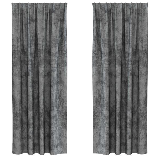 vidaXL Κουρτίνα με κουρτίνες 2 pcs Γκρι 225 x 140 εκ. Βελούδο