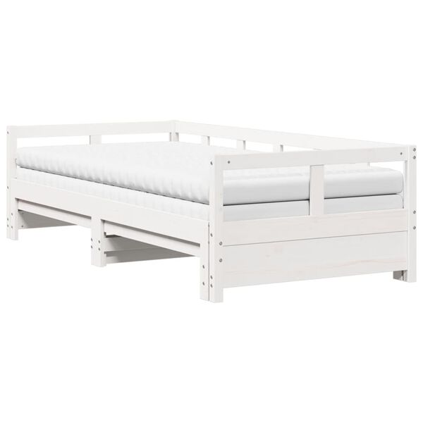 vidaXL Καναπές Κρεβάτι Συρόμενος+Στρώμα 80x200εκ.Μασίφ Ξύλο Πεύκου