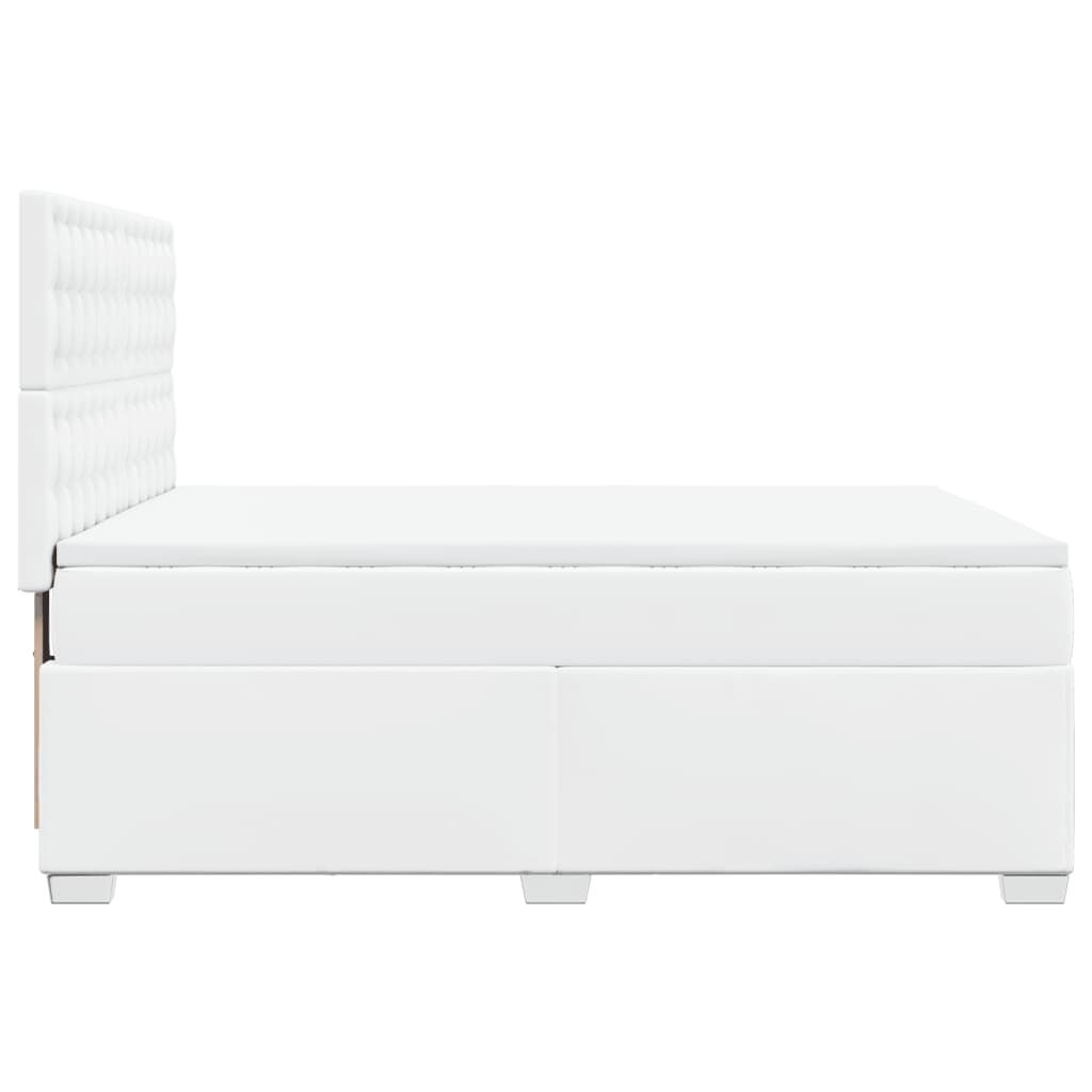 vidaXL Κρεβάτι Boxspring με Στρώμα Λευκό 140x190εκ.από Συνθετικό Δέρμα