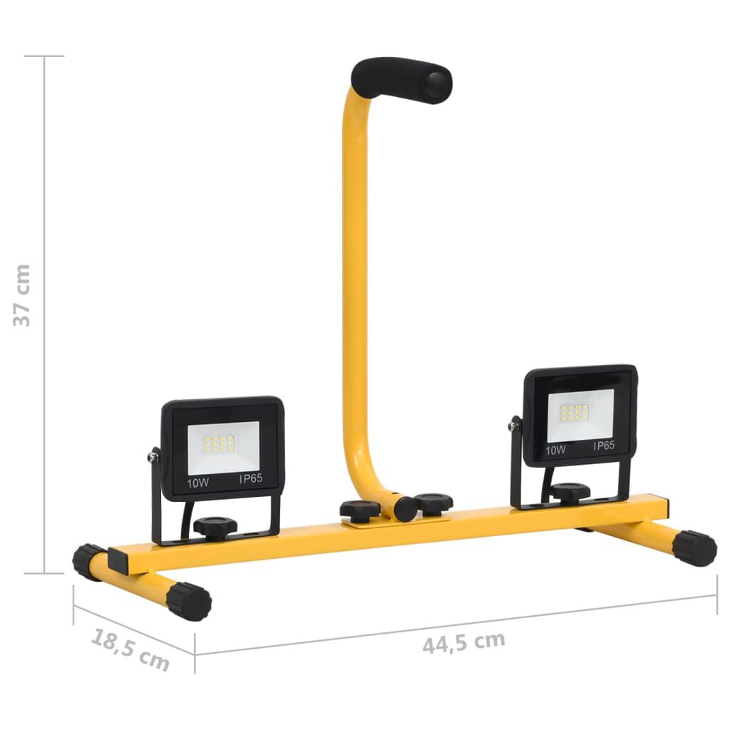 vidaXL Προβολέας LED με Λαβή Θερμό Λευκό 2 x 10 W