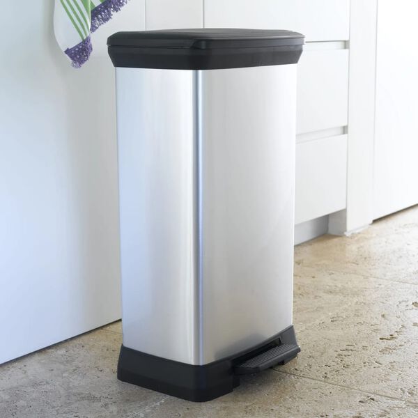 Curver Κάδος Απορριμάτων με Πεντάλ Deco Ασημί 50 Λίτρων