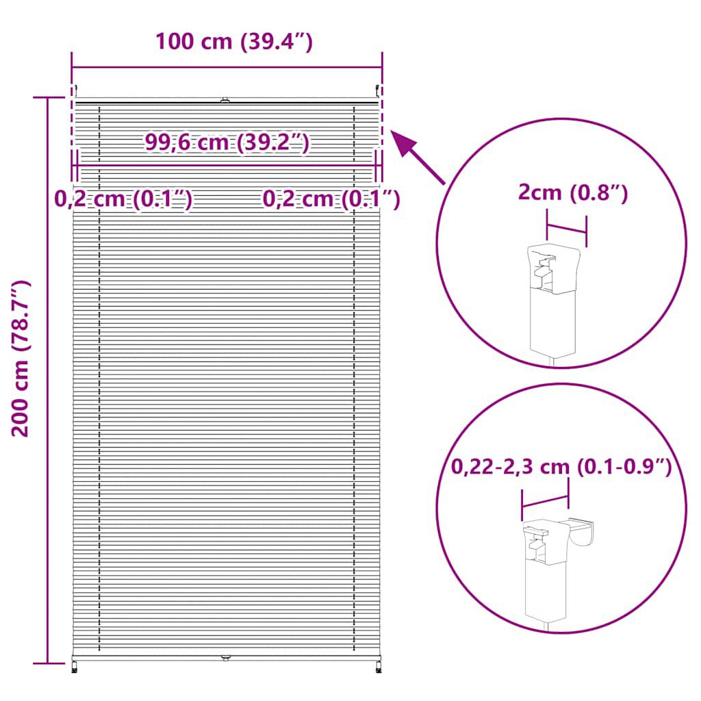 Πλισέ στόρι σκίασης 100 x 200cm Λευκό