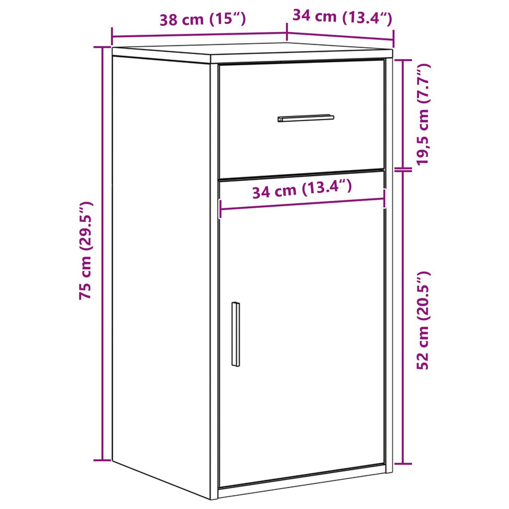 vidaXL Ντουλάπι Αποθήκευσης Sonoma Oak Sonoma Oak MDF Μεσαίο