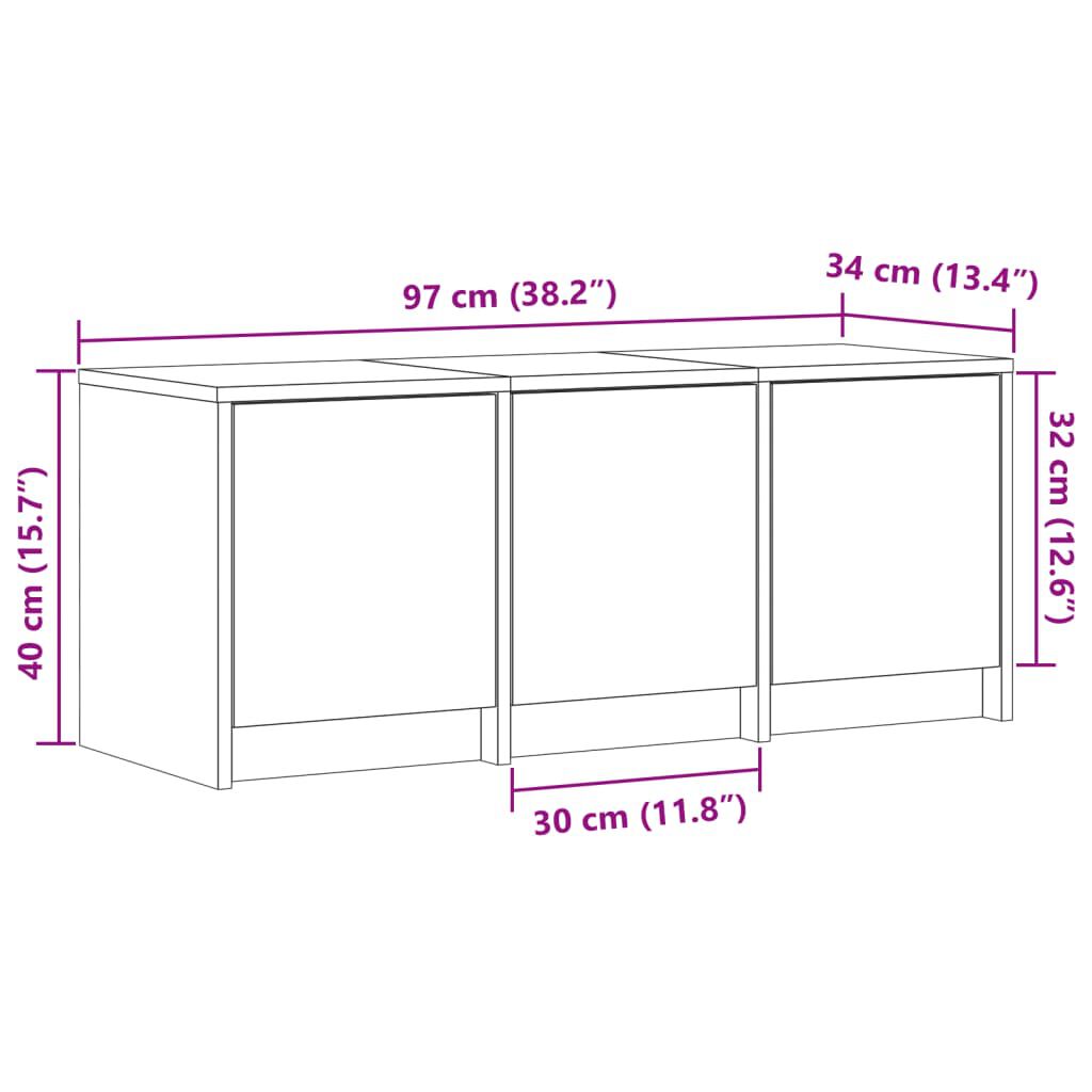 vidaXL Έπιπλο Τηλεόρασης με LED Sonoma Δρυς 97x34x40 εκ. Επεξ. Ξύλο