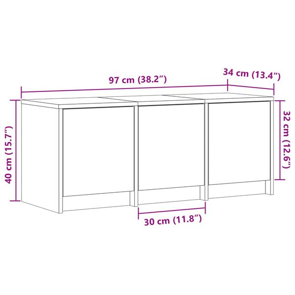 vidaXL Έπιπλο Τηλεόρασης με LED Sonoma Δρυς 97x34x40 εκ. Επεξ. Ξύλο