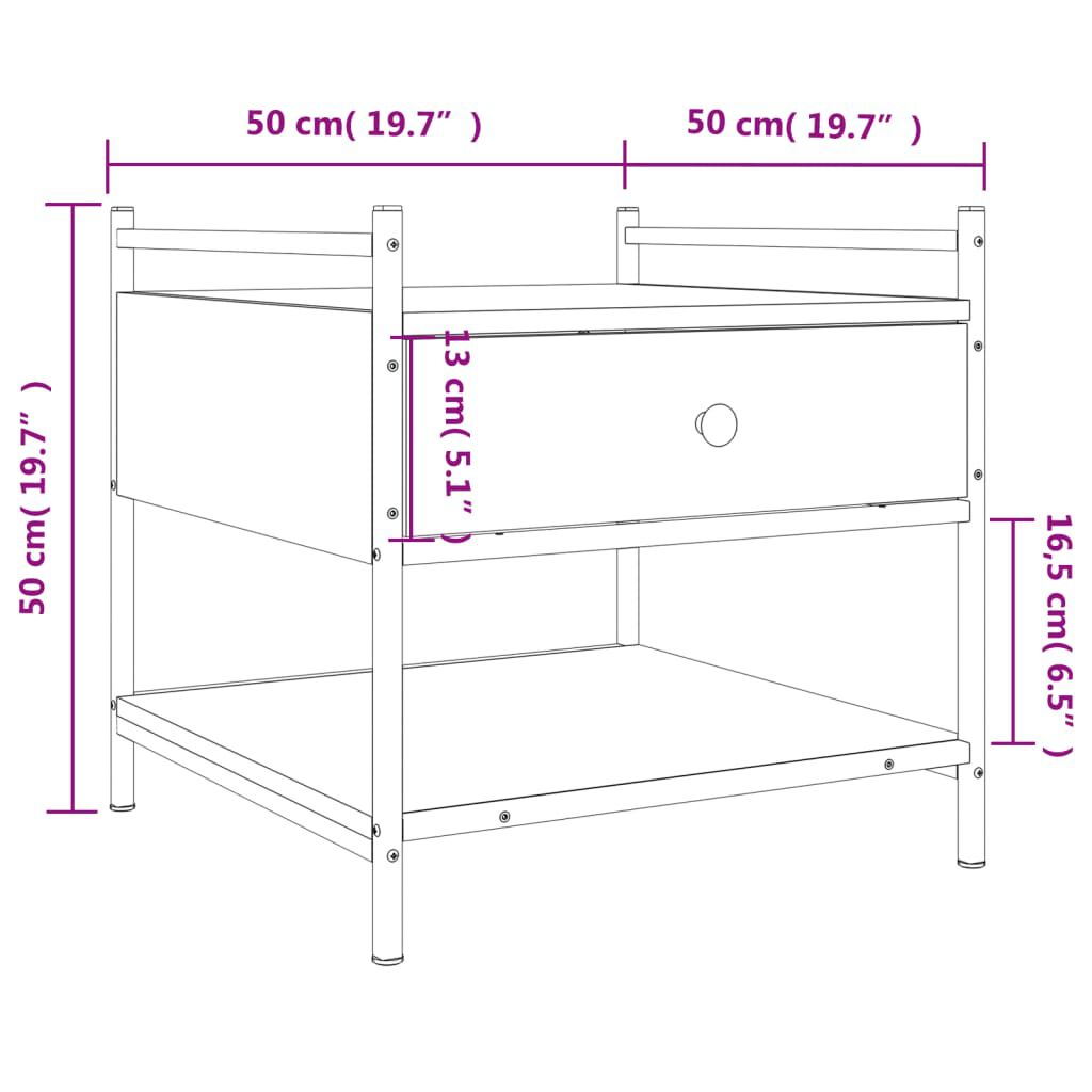 vidaXL Τραπεζάκι Σαλονιού Γκρι Sonoma 50x50x50 εκ. Επεξεργασμένο Ξύλο