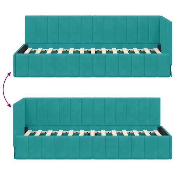 vidaXL Κρεβάτι Γωνίας με κεφαλάρι Τιρκουάζ 80 x 200 cm Βελούδο