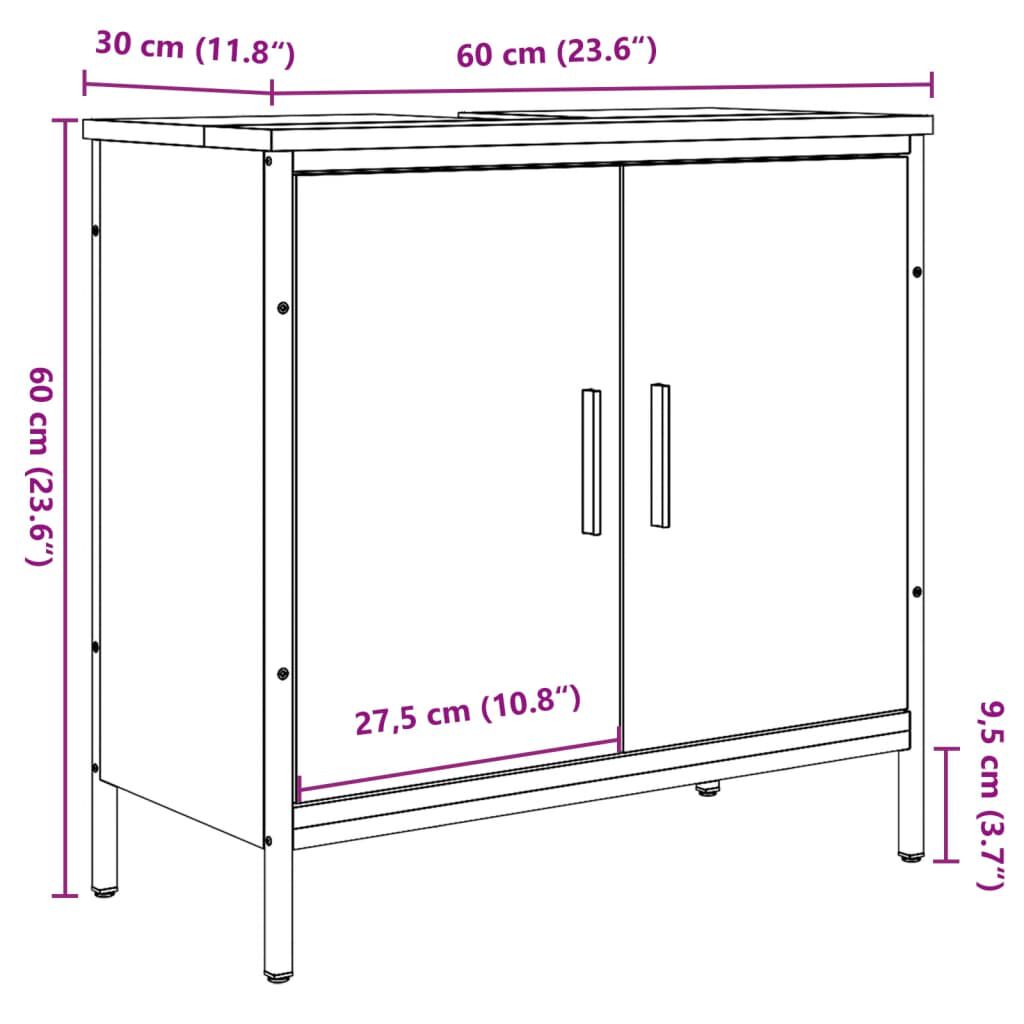 vidaXL Ντουλάπι Νιπτήρα Αρτισιανή Δρυς 60x30x60 εκ. Επεξ. Ξύλο