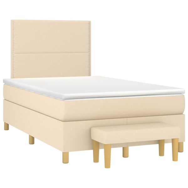 vidaXL &Kappa;&rho;&epsilon;&beta;ά&tau;&iota; Boxspring &mu;&epsilon; &Sigma;&tau;&rho;ώ&mu;&alpha; &Kappa;&rho;&epsilon;&mu; 120x200 &epsilon;&kappa;. &Upsilon;&phi;&alpha;&sigma;&mu;ά&tau;&iota;&nu;&omicron;