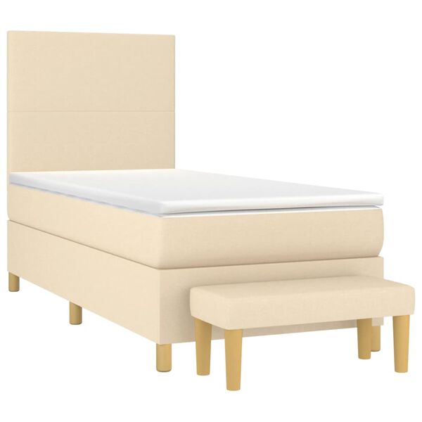 vidaXL &Kappa;&rho;&epsilon;&beta;ά&tau;&iota; Boxspring &mu;&epsilon; &Sigma;&tau;&rho;ώ&mu;&alpha; &Kappa;&rho;&epsilon;&mu; 90x190 &epsilon;&kappa;.&Upsilon;&phi;&alpha;&sigma;&mu;ά&tau;&iota;&nu;&omicron;