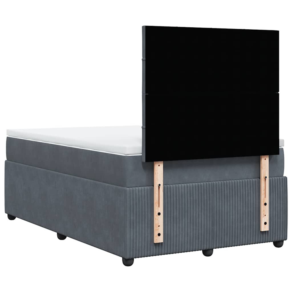 vidaXL Κρεβάτι Boxspring με Στρώμα Σκούρο Γκρι 120x200 εκ. Βελούδινο