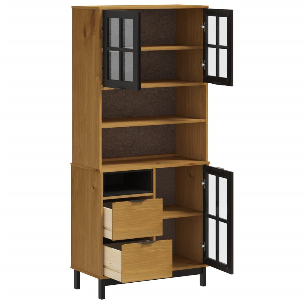 vidaXL Ντουλάπι FLAM 80x40x80εκ. από Μασίφ Ξύλο Πεύκο με Γυάλινη Πόρτα