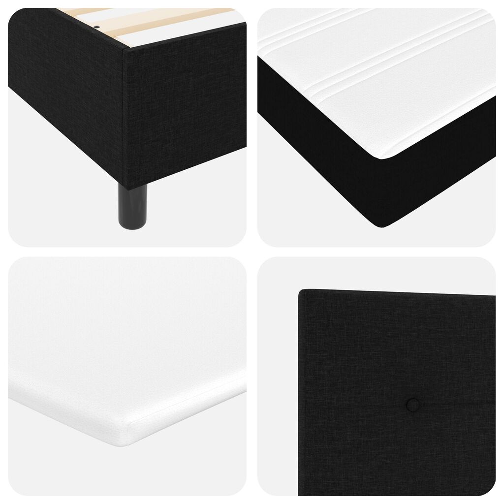 vidaXL Κρεβάτι Box Spring με Στρώμα & Παγκάκι Μαύρο 120x200 εκ Ύφασμα