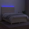 vidaXL &Kappa;&rho;&epsilon;&beta;ά&tau;&iota; Boxspring &mu;&epsilon; &Sigma;&tau;&rho;ώ&mu;&alpha; & LED &Kappa;&rho;&epsilon;&mu; 140x190 &epsilon;&kappa;. &Upsilon;&phi;&alpha;&sigma;&mu;ά&tau;&iota;&nu;&omicron;