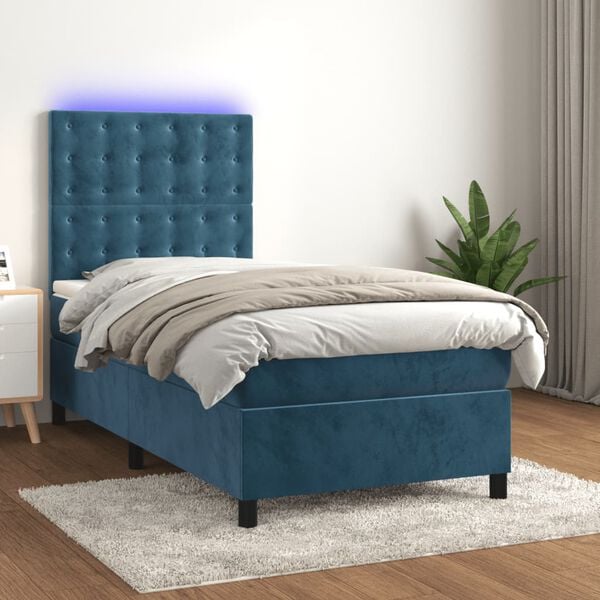 vidaXL &Kappa;&rho;&epsilon;&beta;ά&tau;&iota; Boxspring &mu;&epsilon; &Sigma;&tau;&rho;ώ&mu;&alpha; & LED &Sigma;&kappa;. &Mu;&pi;&lambda;&epsilon; 90x200 &epsilon;&kappa;. &Beta;&epsilon;&lambda;&omicron;ύ&delta;&iota;&nu;&omicron;