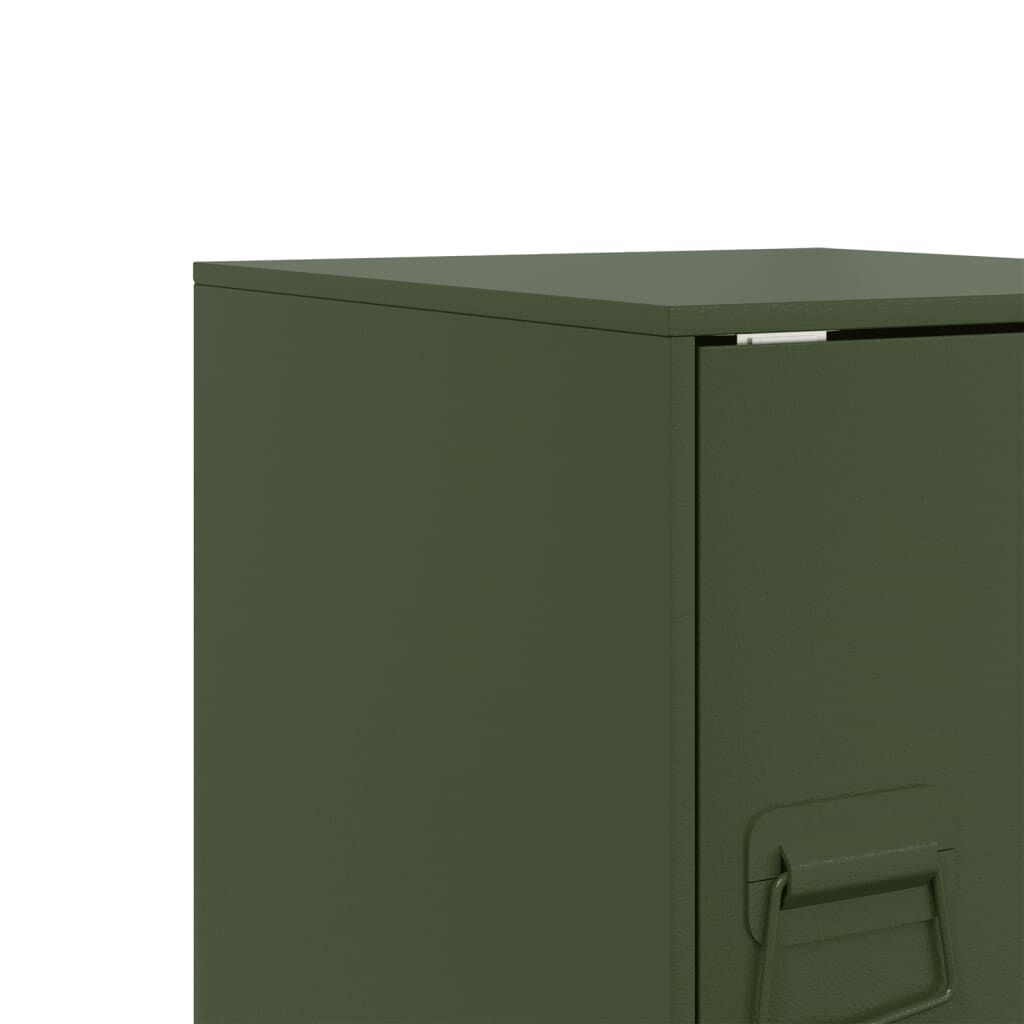 vidaXL Κομοδίνο Πράσινο Λαδί 34,5x39x44 εκ. από Χάλυβα