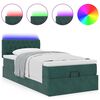 vidaXL Οθωμανικό κρεβάτι με στρώμα & LEDs Dark Green 80x200cm Velvet