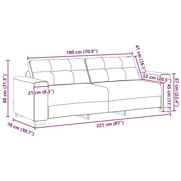 vidaXL Καναπές 2 pcs Καφέ 221 x 78 x 80 εκ Τεχνητό δέρμα