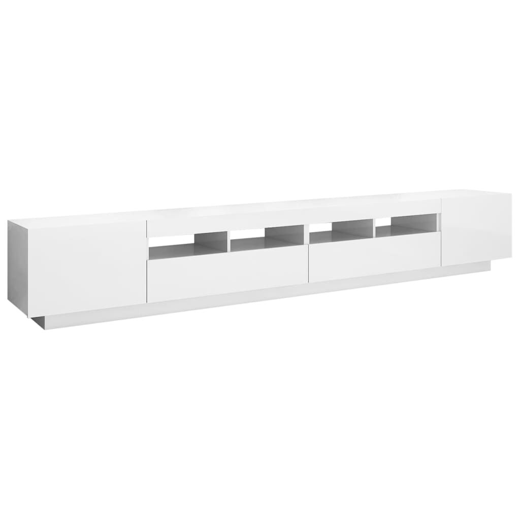 vidaXL Έπιπλο Τηλεόρασης με LED Γυαλιστερό Λευκό 260 x 35 x 40 εκ.