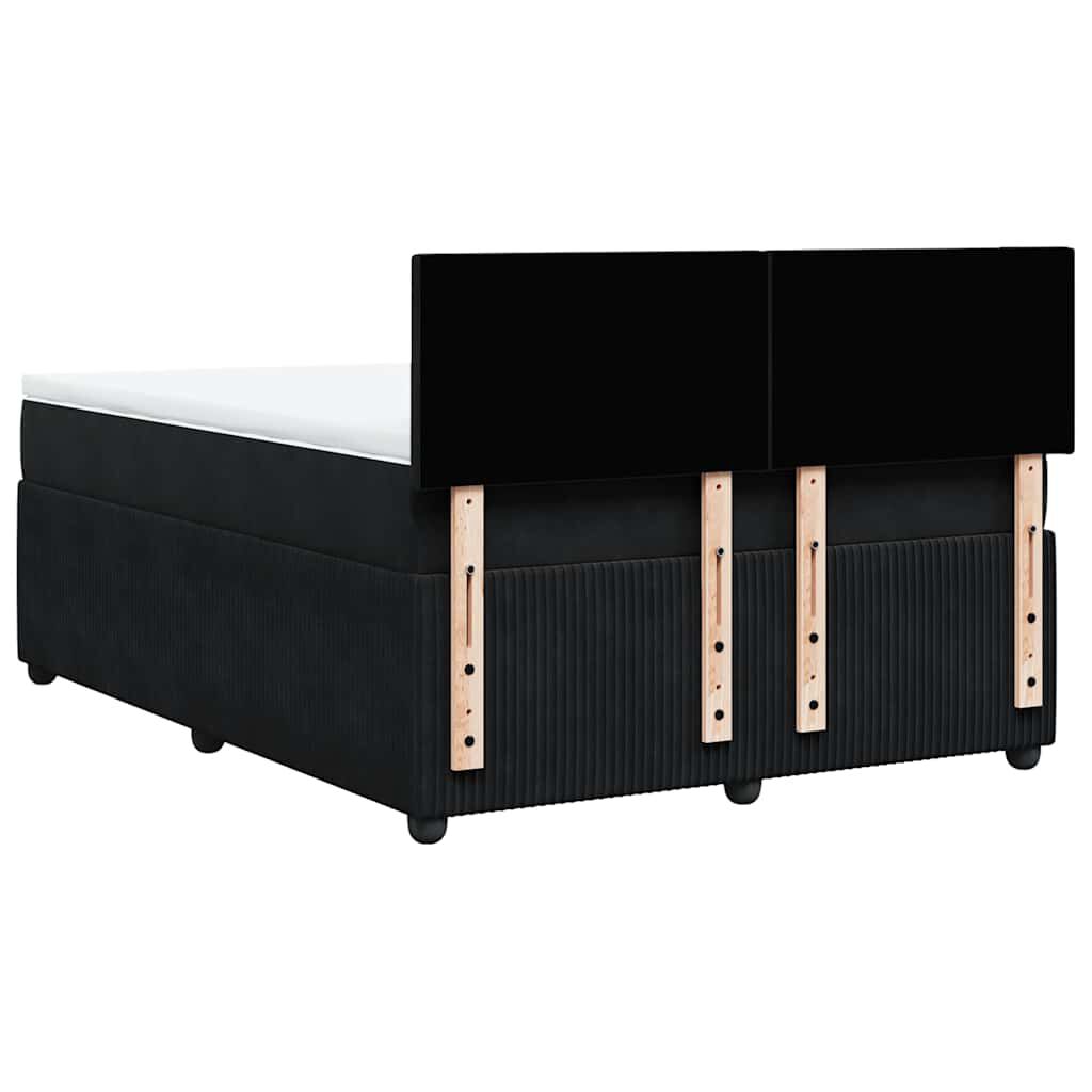 vidaXL Κρεβάτι Boxspring με Στρώμα Μαύρο 140x200 εκ. Βελούδινο