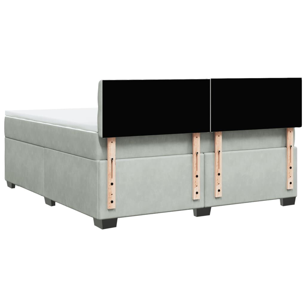 vidaXL Κρεβάτι Boxspring με Στρώμα Ανοιχτό Γκρι 180x200 εκ. Βελούδινο