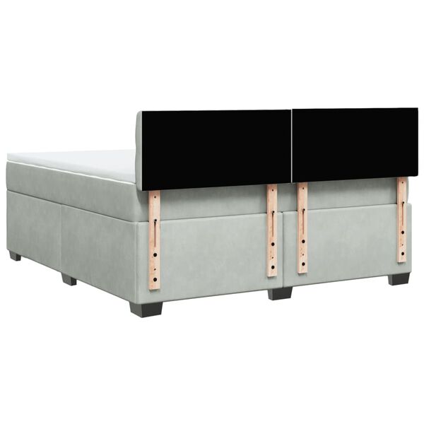 vidaXL Κρεβάτι Boxspring με Στρώμα Ανοιχτό Γκρι 180x200 εκ. Βελούδινο