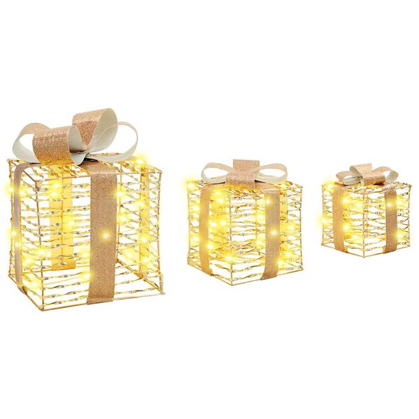 vidaXL &Kappa;&omicron;&upsilon;&tau;ί &Delta;ώ&rho;&omicron;&upsilon; &mu;&epsilon; 60 LED 3 pcs &Theta;&epsilon;&rho;&mu;ό &lambda;&epsilon;&upsilon;&kappa;ό 20 x 20 x 20 &epsilon;&kappa;. PET