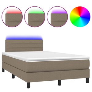 vidaXL &Kappa;&rho;&epsilon;&beta;ά&tau;&iota; Boxspring &mu;&epsilon; &Sigma;&tau;&rho;ώ&mu;&alpha; & LED Taupe 120x190 &epsilon;&kappa;. &Upsilon;&phi;&alpha;&sigma;&mu;ά&tau;&iota;&nu;&omicron;