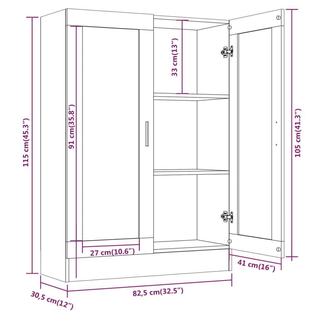 vidaXL Βιτρίνα Γκρι Sonoma 82,5 x 30,5 x 115 εκ. Επεξεργασμένο Ξύλο