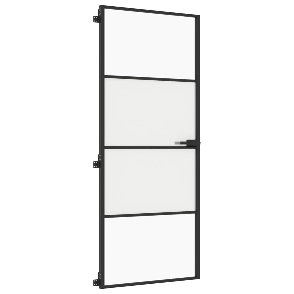 vidaXL Εσωτερική Πόρτα Μαύρη 83 x 201,5 εκ. Ψημένο Γυαλί & Αλουμίνιο