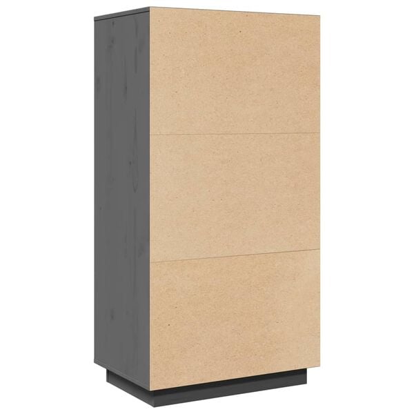 vidaXL Ντουλάπι Ψηλό Γκρι 60x40x116,5 εκ. από Μασίφ Ξύλο Πεύκου