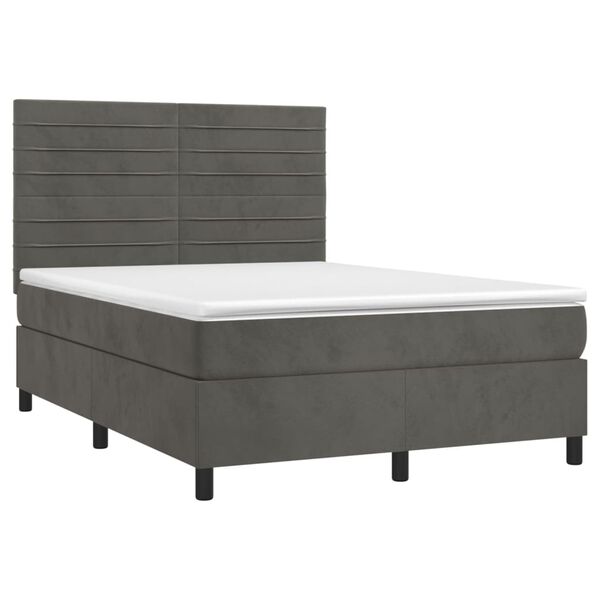 vidaXL &Kappa;&rho;&epsilon;&beta;ά&tau;&iota; Boxspring &mu;&epsilon; &Sigma;&tau;&rho;ώ&mu;&alpha; & LED &Sigma;&kappa;. &Gamma;&kappa;&rho;&iota; 140x190&epsilon;&kappa;. &Beta;&epsilon;&lambda;&omicron;ύ&delta;&iota;&nu;&omicron;