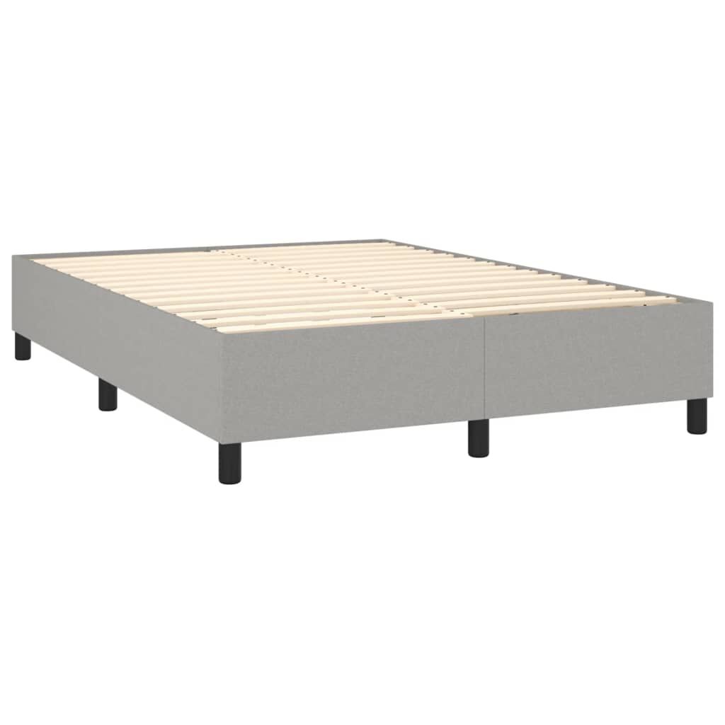 vidaXL Κρεβάτι Boxspring με Στρώμα & LED Αν.Γκρι 140x190εκ. Υφασμάτινο