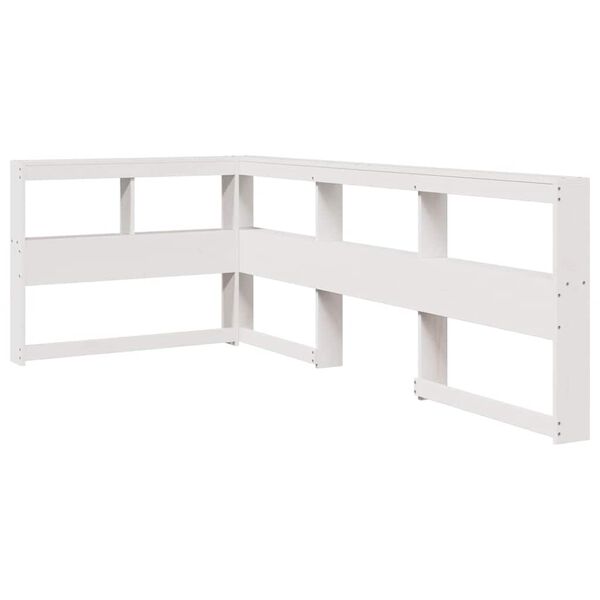vidaXL Κρεβάτι Βιβλιοθήκη Χωρίς Στρώμα Λευκό 75x190 εκ Μασίφ Πεύκο