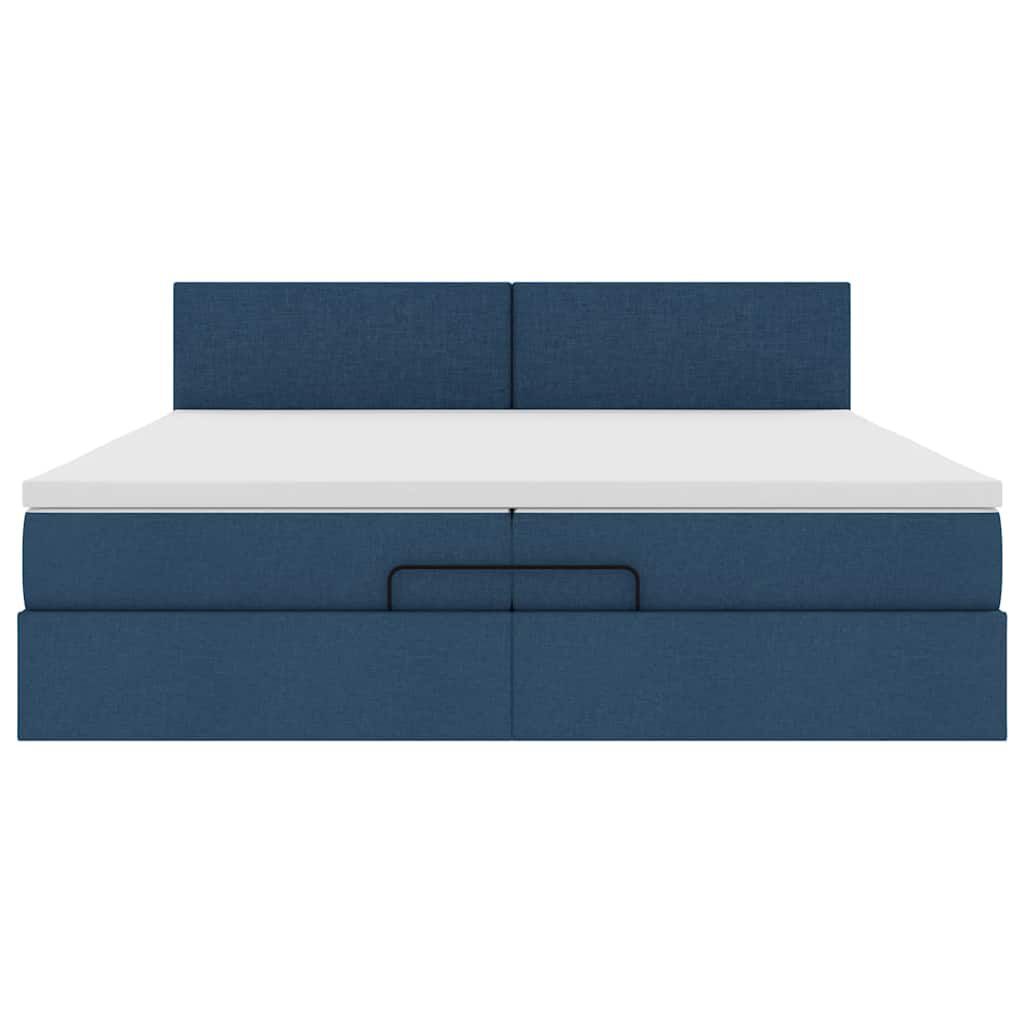 vidaXL Οθωμανικό κρεβάτι με στρώμα μπλε 200x200 cm ύφασμα
