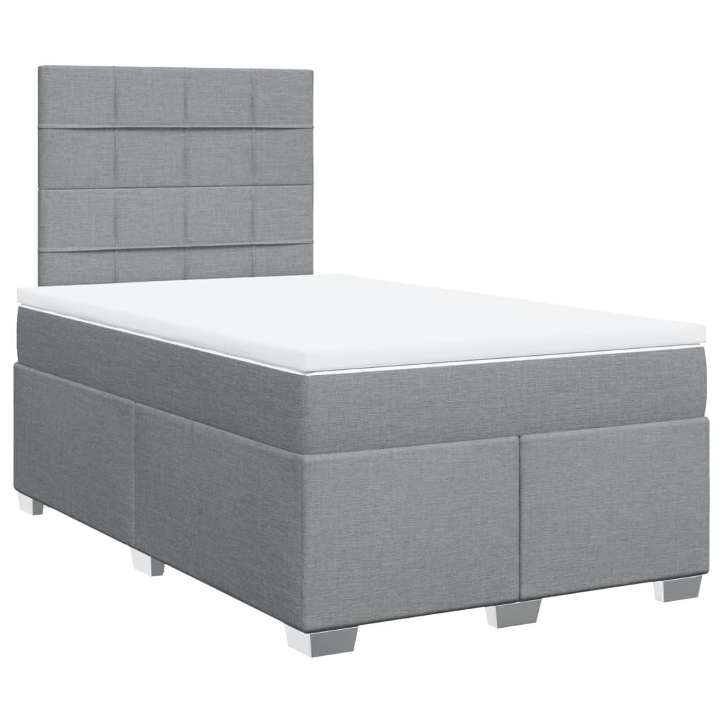 vidaXL Κρεβάτι Boxspring με Στρώμα Ανοιχτό Γκρι 120x190 εκ. Υφασμάτινο
