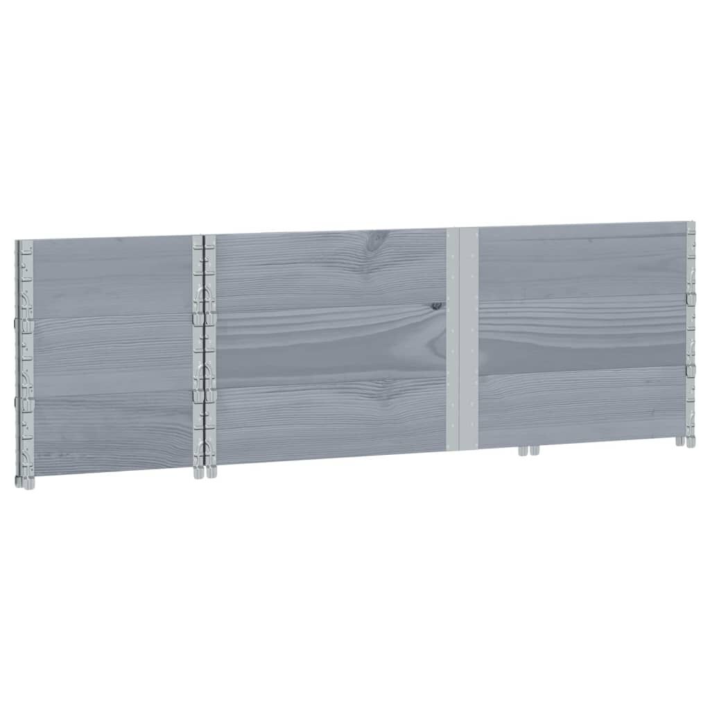 vidaXL Κολάρα Παλέτας 3 τεμ. Γκρι 150x50 εκ. από Μασίφ Ξύλο Πεύκου