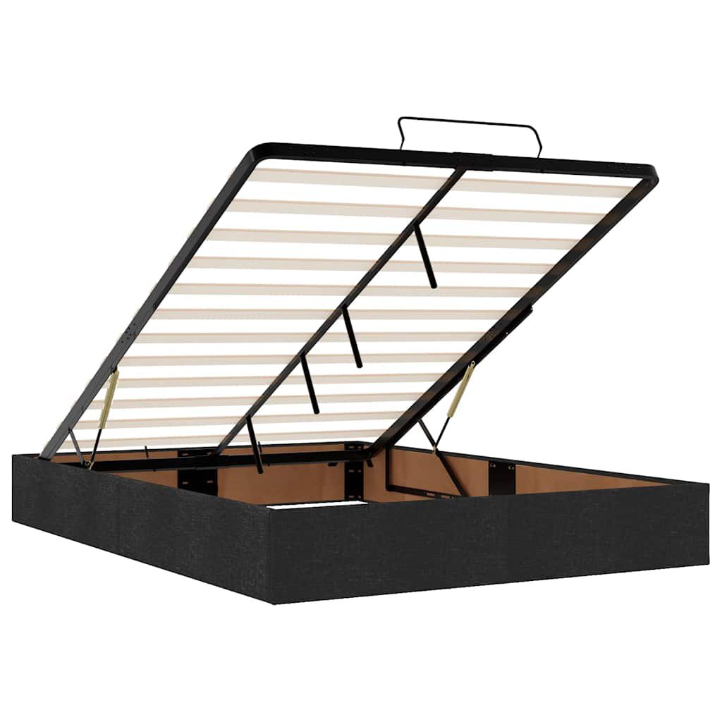 vidaXL Οθωμανικό κρεβάτι με στρώμα & LEDs Μαύρο 140x190 cm Ύφασμα