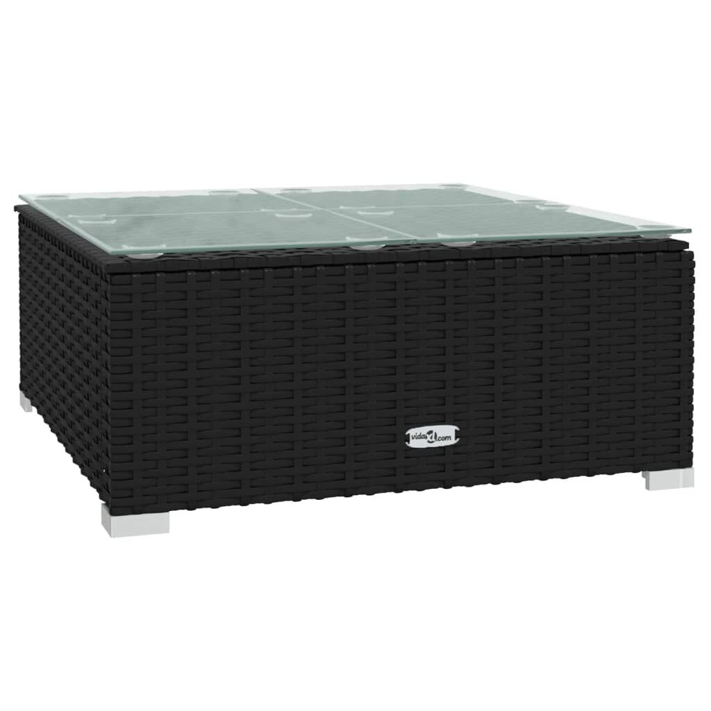 vidaXL Τραπέζάκι Κήπου Μαύρο 60 x 60 x 30 εκ. Συνθετικό Ρατάν/Γυαλί